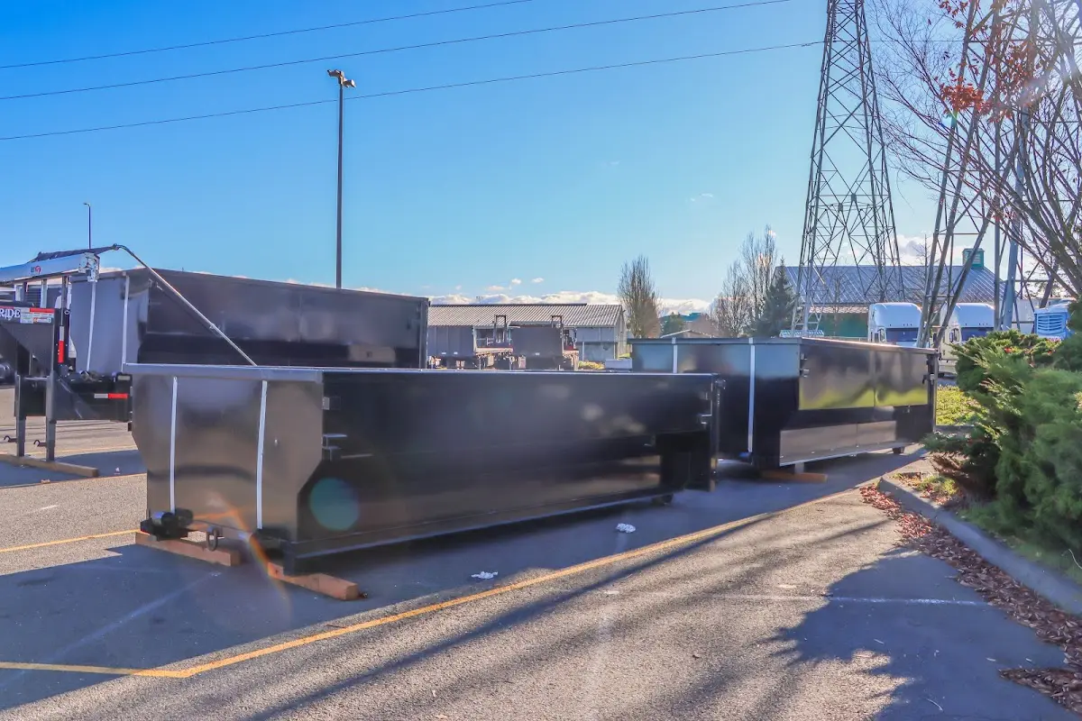 Roll-off dumpster ready for waste disposal at job site for Construction Dumpster Rental in Swarthmore